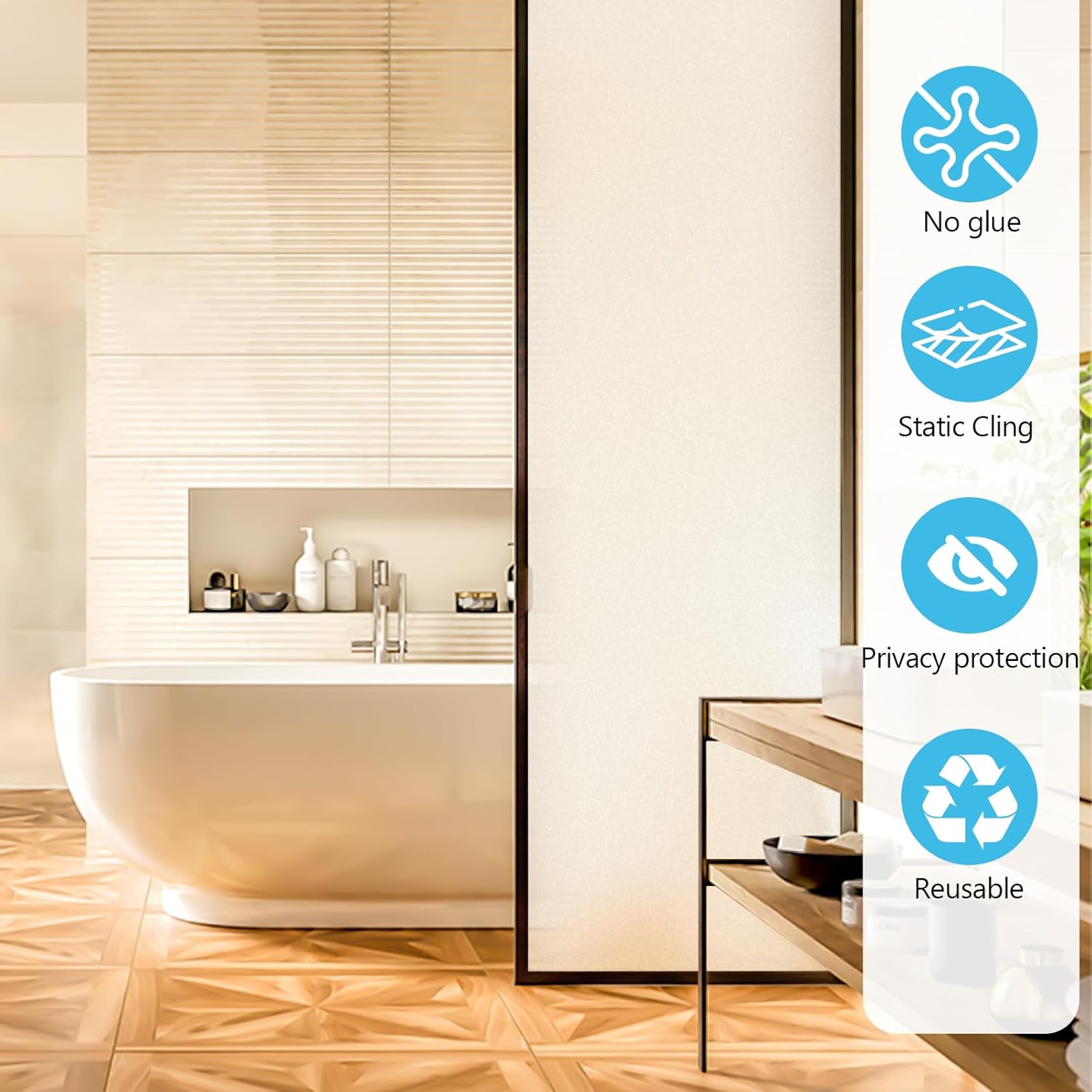 Bloss Frosted Window Privacy Film with Installation Tools,Heat Control UV Blocking Static Cling Windows Films, Bathroom Decorative Film for Home Office Glass Door,23.6 x 78.7 inches