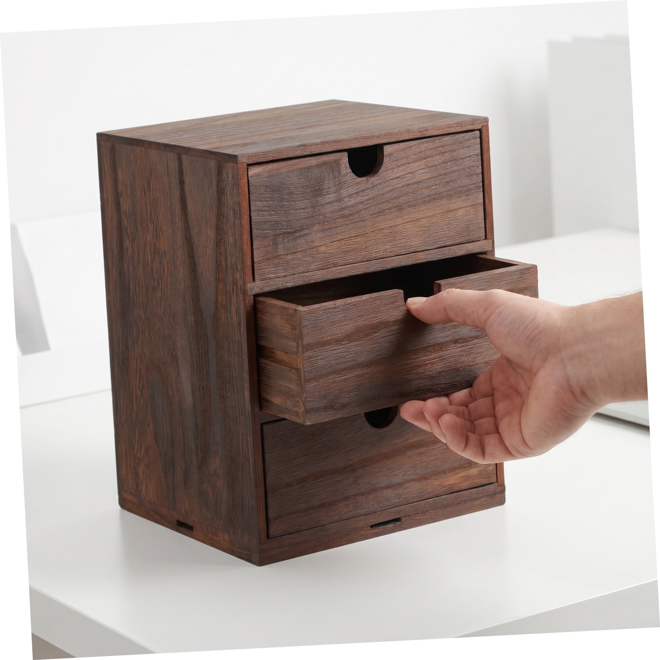 Caja de Almacenamiento de Madera Cajones, Tres Capas, Marrón