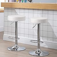 Vista 10 de COSTWAY Bar Stools Set of 2, Modern Swivel Backless Round Barstool, PU Leather Armless bar Chair with Height Adjustable, Chrome Footrest, Sturdy