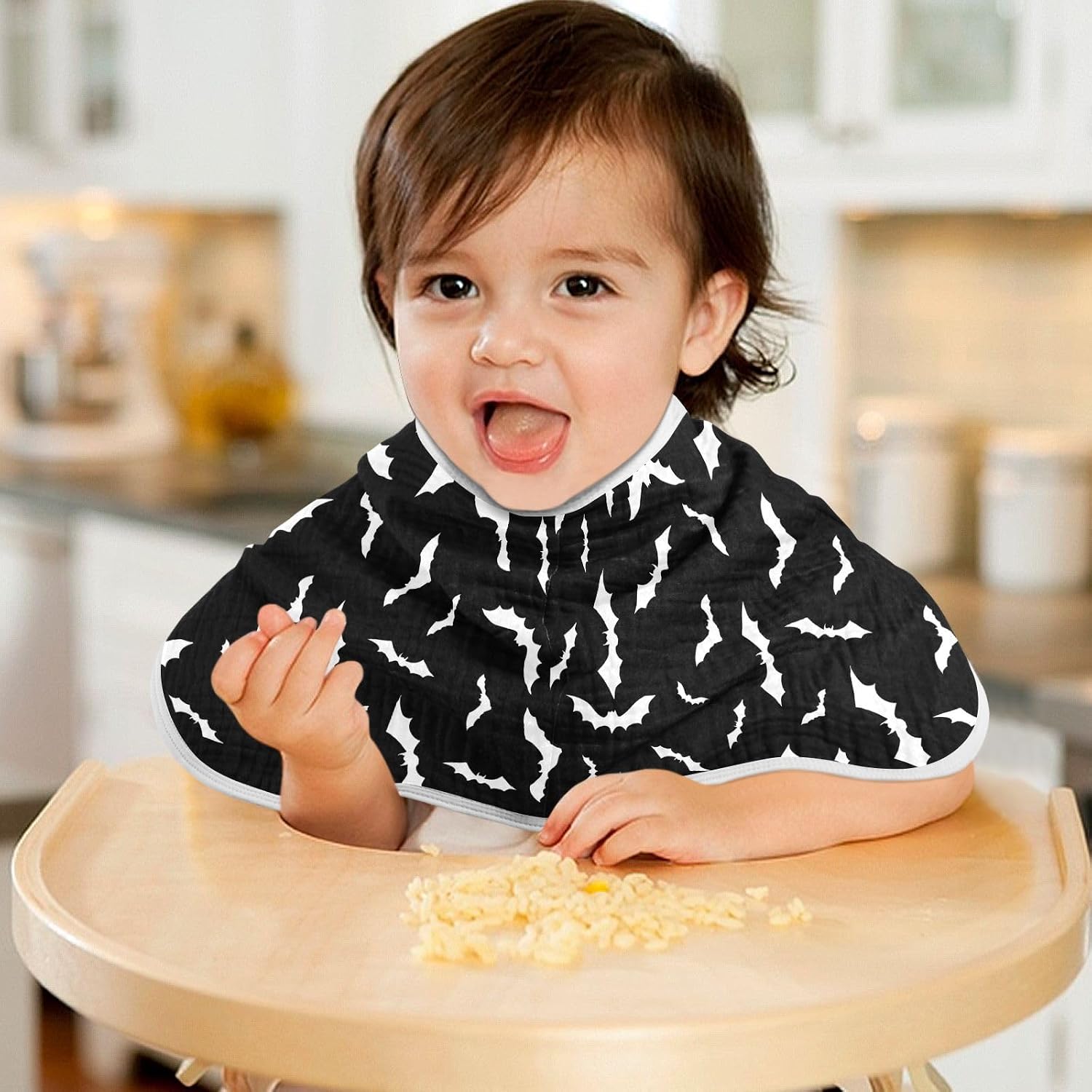 Muslin Burp Cloths for Baby Boys and Girls - 4-Pack Ultra Absorbent Halloween Bats Muslin Washcloths, Newborn Towel, Milk Spit Up Rags, Burp Cloth Bib for Unisex, 22 x 11 Inch