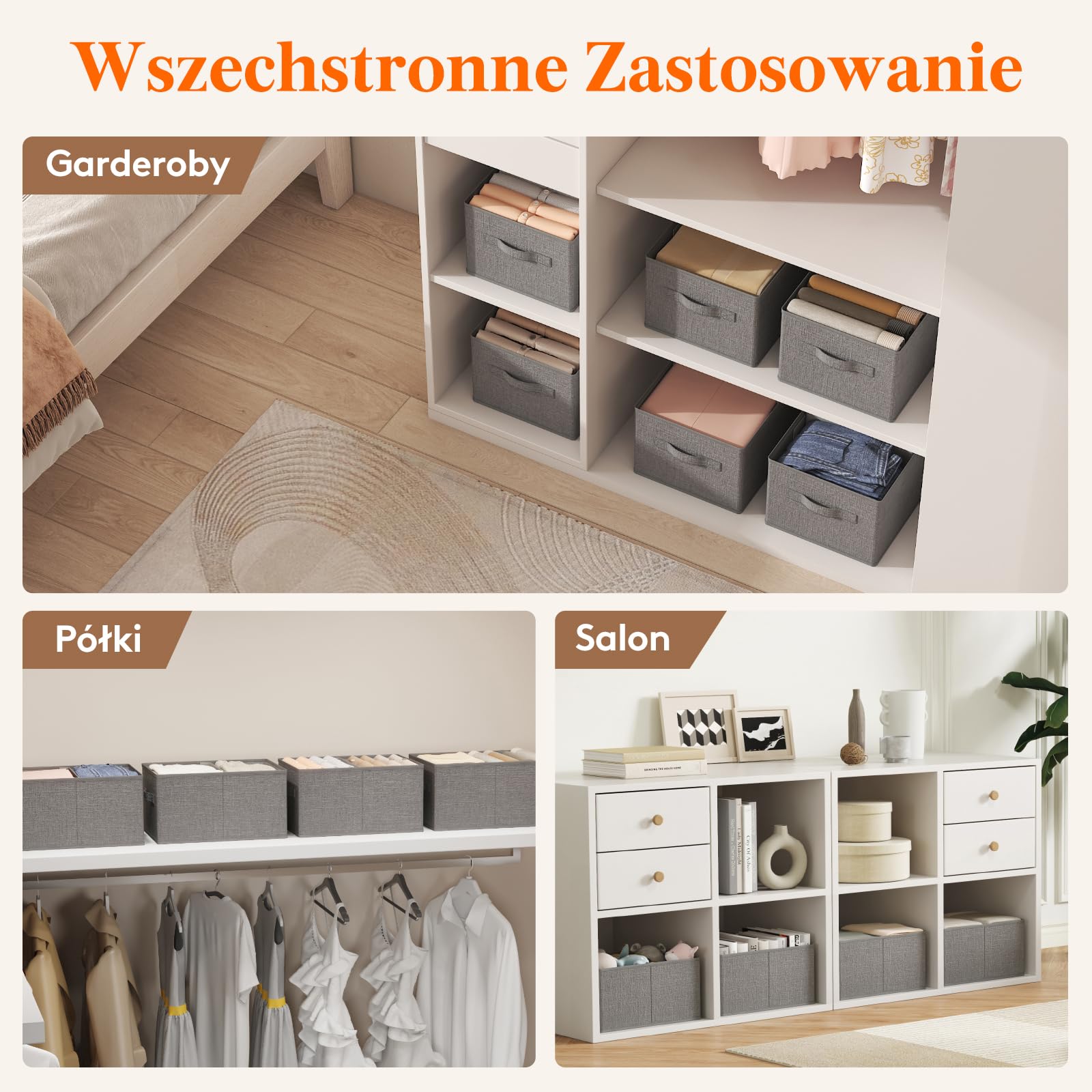 Lifewit 4-Pack Składany Zestaw do Przechowywania z Podziałem, Pudełko Organizacyjne z Uchwytem na Ubrania, Zabawki Pościelowe, Wiadro do Szafy Sypialni i Szafki na Akta Biurowe, 38x26x20 cm