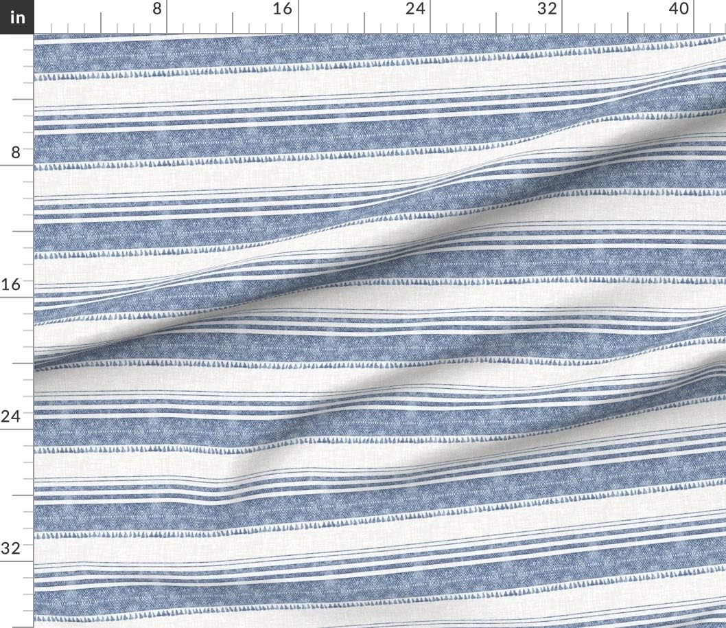 Spoonflower Fabric - French Stripe Modern Blue White Boho Printed on Petal Signature Cotton Fabric by The Yard - Sewing Quilting Apparel Crafts Decor