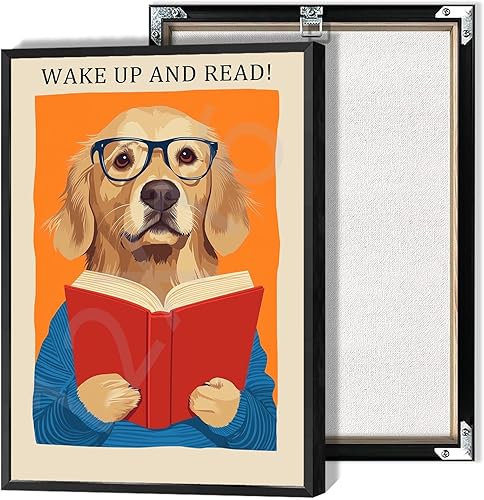 Miniatura 15 de Póster vintage de lectura de animales, arte de pared estético, arte de pared retro divertido e inspirador con citas inspiradoras para mascotas,