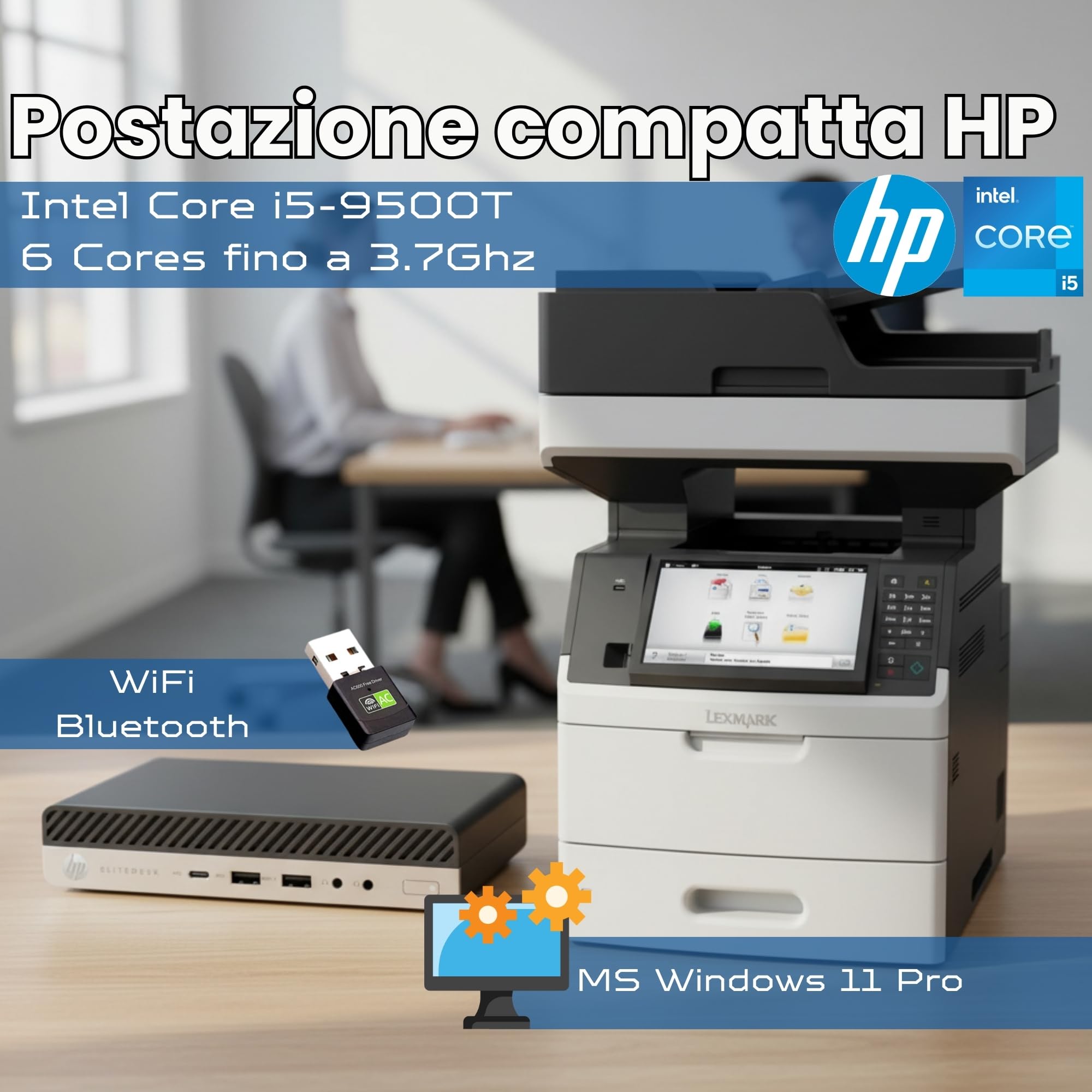 HP EliteDesk 800 G Intel i5 Business Office Multimedia Computer con 24 mesi di garanzia Win 11 Pro Ricondizionato con Multifunzione professionale da 70 pagine al minuto 16GB 256GB SSD