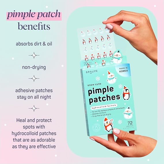 SpaLife Beauty Frosty Friends Pimple Patches for Face | Korean Hydrocolloid Zit Patches | Pimple Stickers Christmas Gifts for Women | Blemish Patch | Cute Acne Patch | Stocking Stuffers | 216 Count