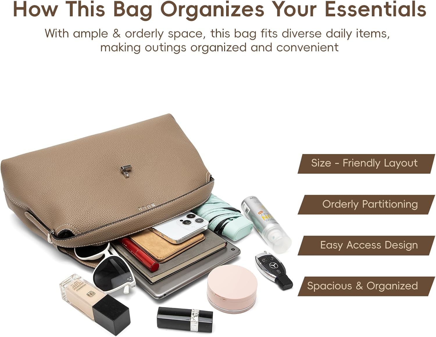 Leather Crossbody Bag for Women, Multiple Compartments for Everyday & Travel - Image 5