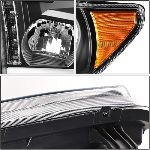 Miniatura 7 de DNA Motoring HL-LB-TT07-BK-AM Juego de faros delanteros con proyector LED DRL de tubo + señal de giro compatible con Toyota Sequoia 08-17  Tundra