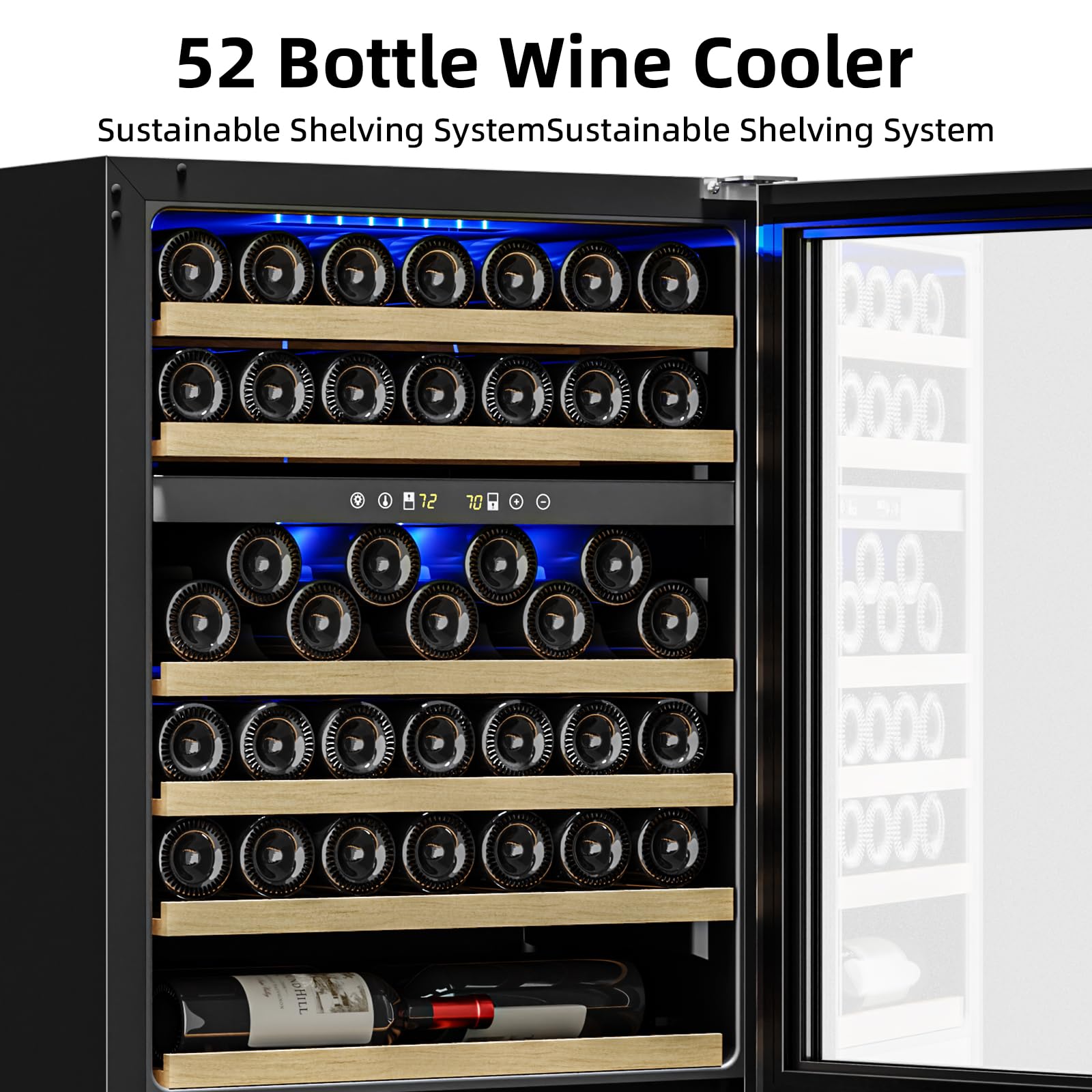 Antarctic Star 24 Inch Wine Fridge, 52 Bottle Wine Cooler Refrigerator. 39-64°F Dual Zone Wine Refrigerator Glass Door, Built In Or Freestanding Under Counter Fridge For Home Bar Office on Fridge.com - View 4