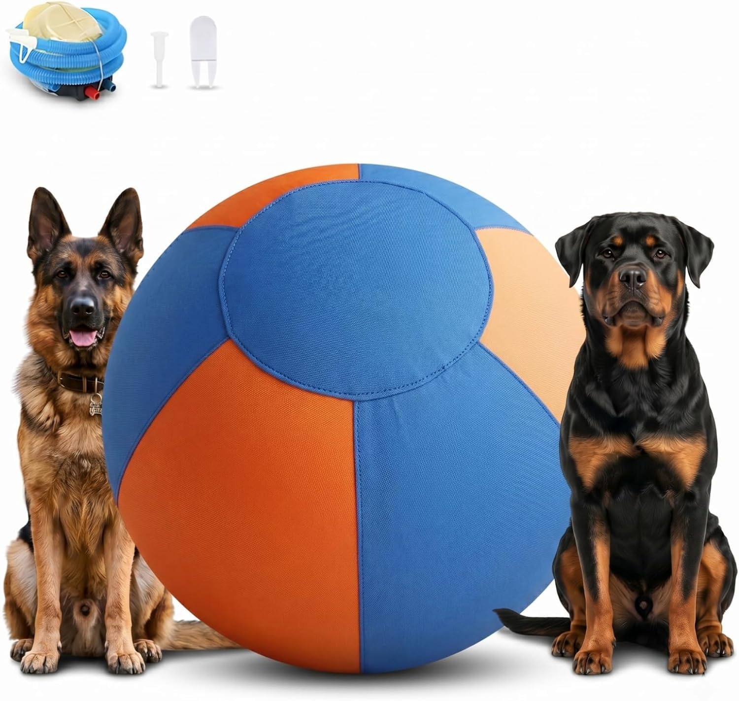 Herding Ball für Hunde, großes aufblasbares Haustierspielzeug, reißfest, widerstandsfähiger Welpenfußball mit Griff, Outdoor-Trainingsgerät für Border Collies, Innenhöfe und Pools (Blau 03#, 65)