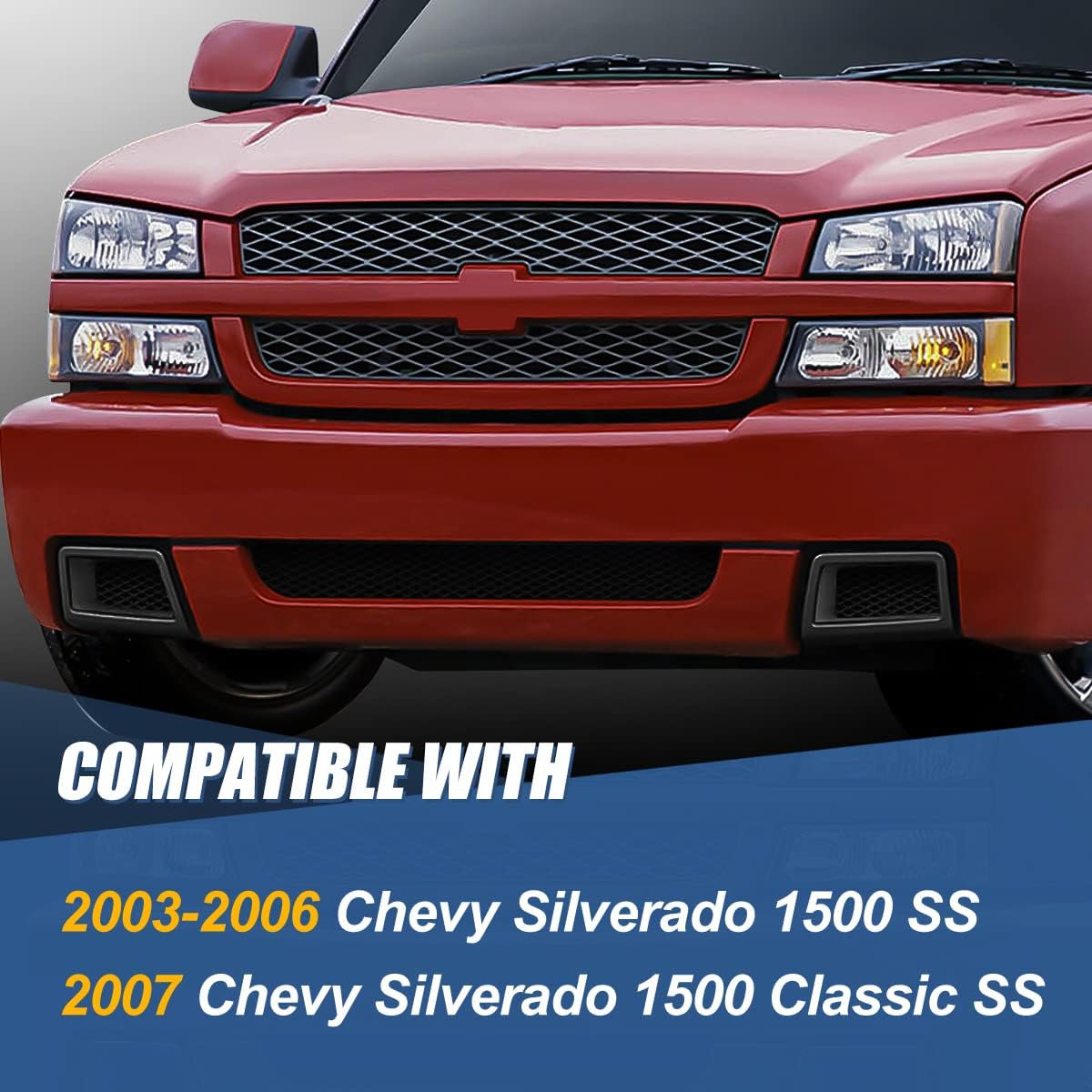 Auto Dynasty SS Style Front Lower Bumper Air Duct Vent Cover Compatible with Chevy Silverado 1500 Classic 03-07, Left and Right Side, Black
