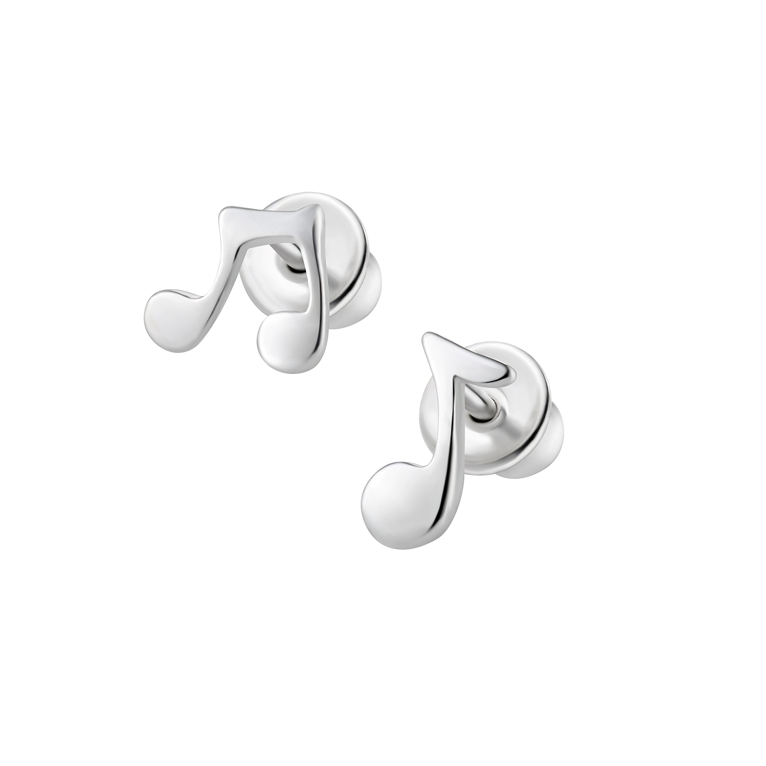 butterfly Orecchini Per Bambini In Argento Sterling Con Design Di Note Musicali E Chiusura A Perno