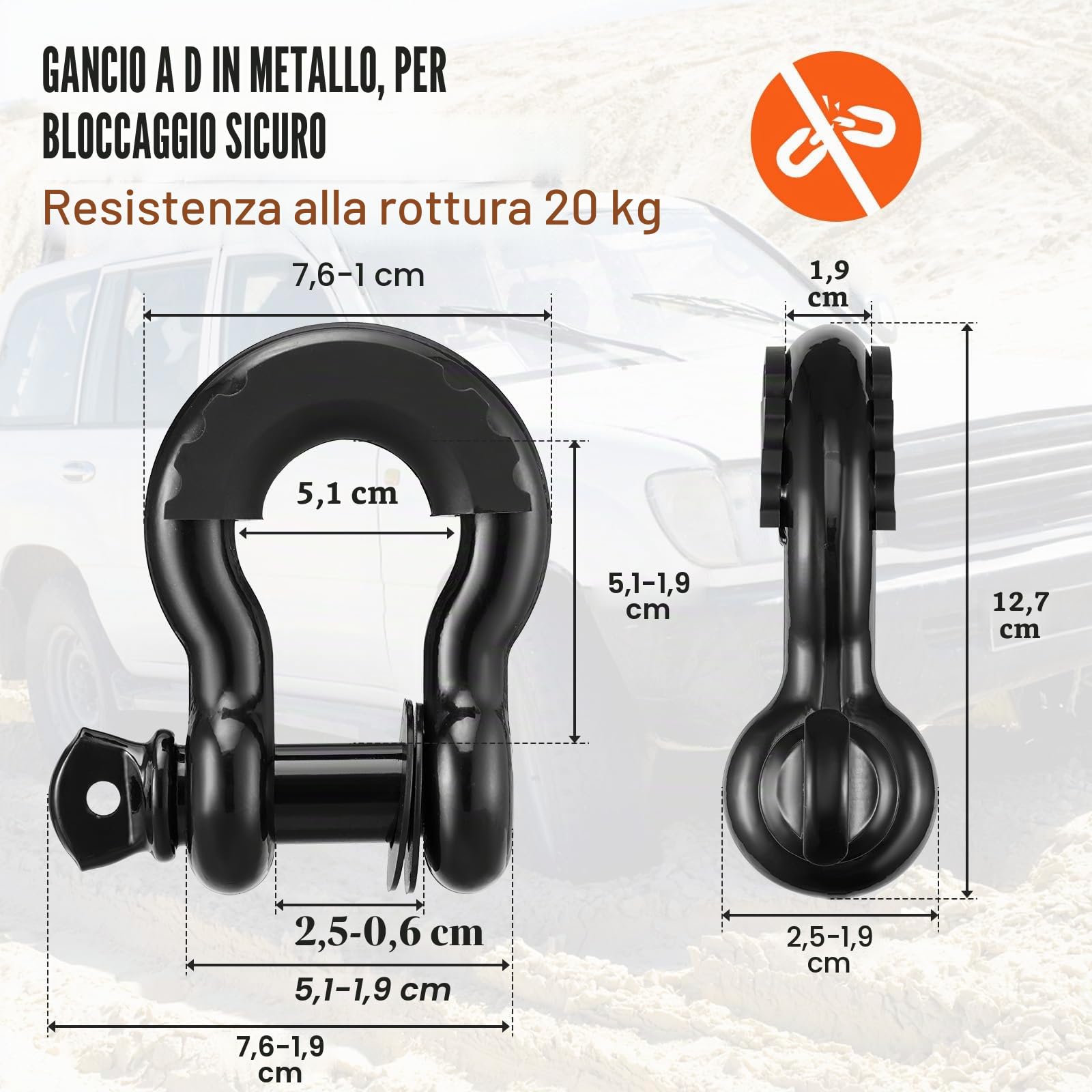 VEVOR Kit di recupero fuoristrada, 3" x 30', cinghie di traino 30.000 libbre, 44.092 libbre, ricevitore grillo, puleggia con blocco di strappo, guanti, borsa di stoccaggio per camion Jeep ATV