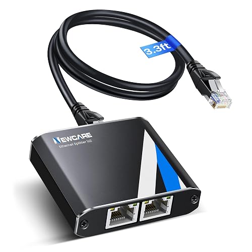 NEWCARE Gigabit Ethernet Splitter 1 to 2 High Speed 1000Mbps with 3.3ft LAN Cable