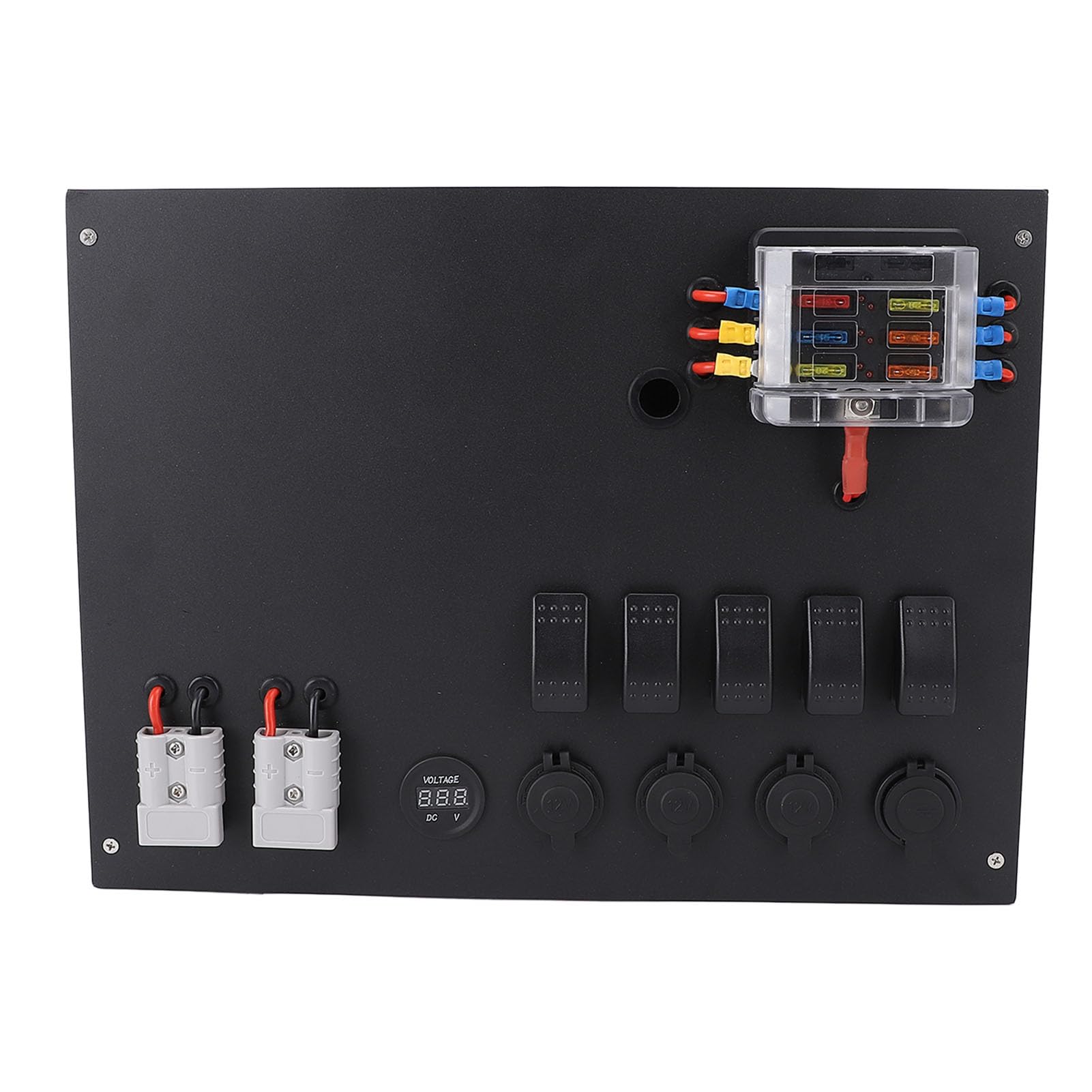 Caja de Control de Energía de Batería, DC12V 24V con Interruptor, Voltímetro, Enchufe para Encendedor de Cigarros, Salida USB, para Automóvil, RV, Camionetas, 4WD, Toldo, Caravana