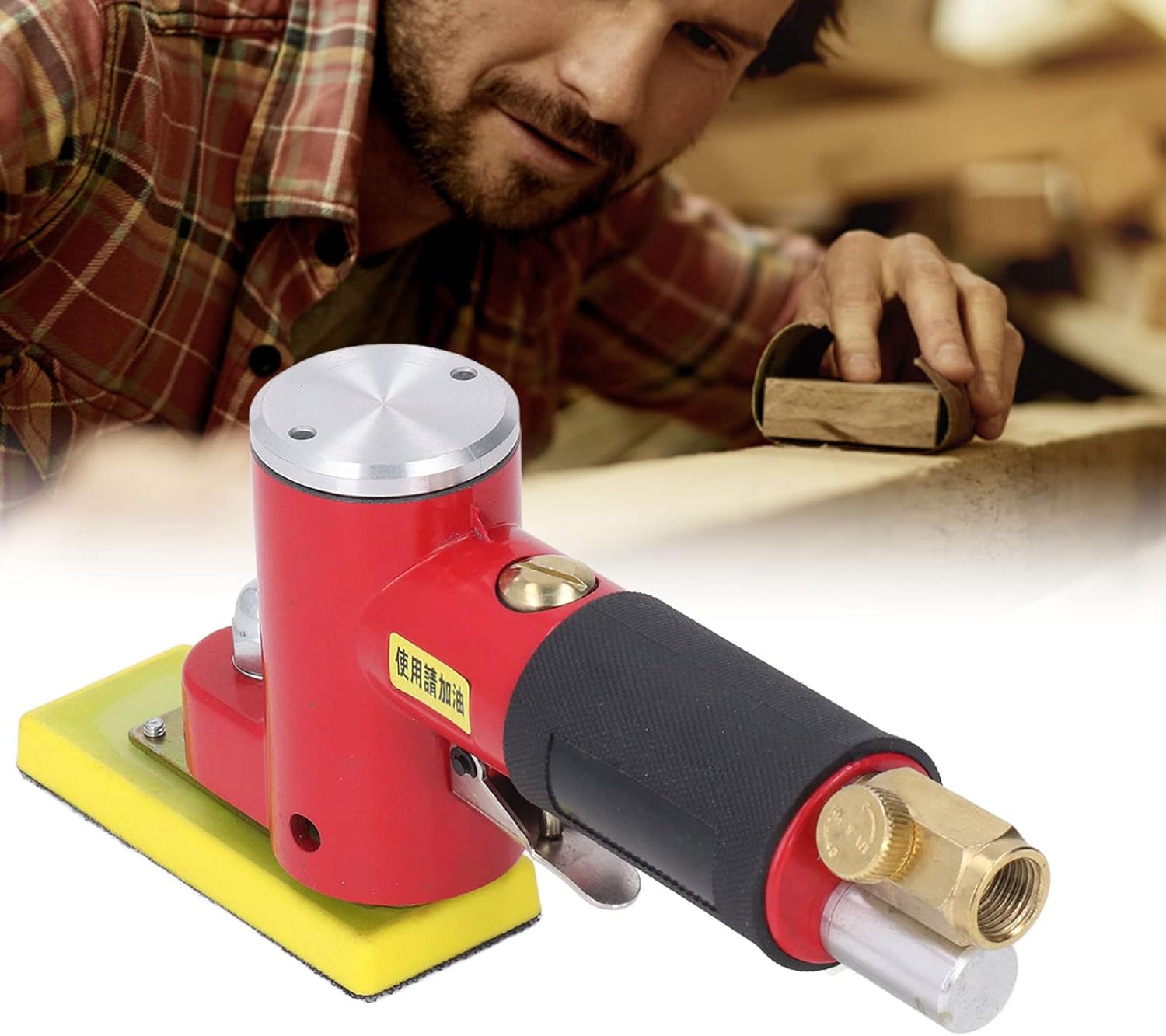 Pneumatic Sander, Palm Air Powered Sander Random Orbital Sanders Sanding Machine Power Push Type Pneumatic Sander for Auto Body Work for Grinding