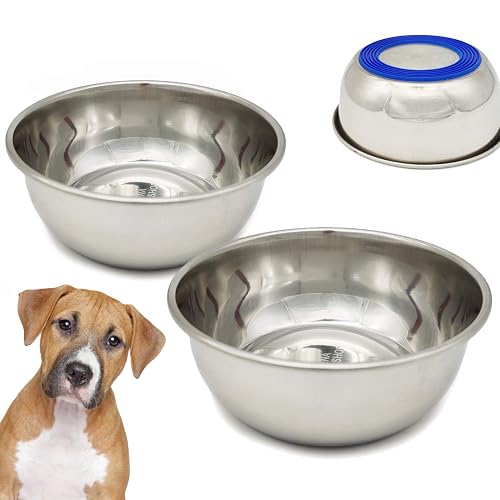 BPS 2X Comedero Antideslizante para Perro Gato Bebedero Acero Inoxidable para Mascotas 4 Tamaños (L: Diametro…