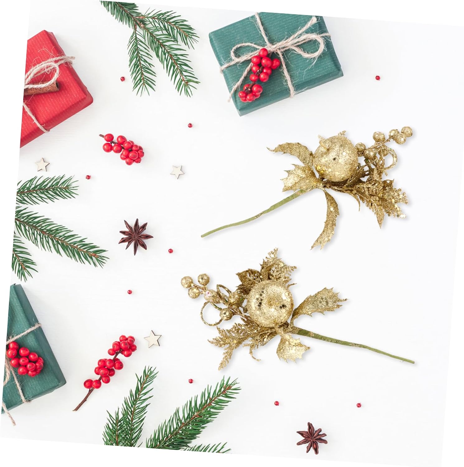 6Pcs Artificial Floral Picks for Christmas Decor Berry Branches for Holiday Arrangements for Tree Decorations Wreaths and Centerpieces