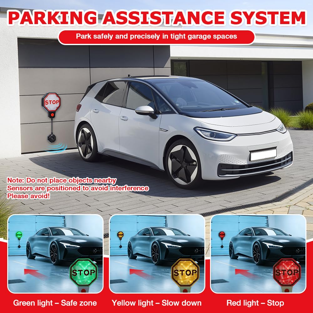 Sensore di parcheggio a ultrasuoni, garage, preciso, misurazione della distanza, segnale di avvertimento acustico, garage, montaggio a parete, sistema di parcheggio preciso per garage
