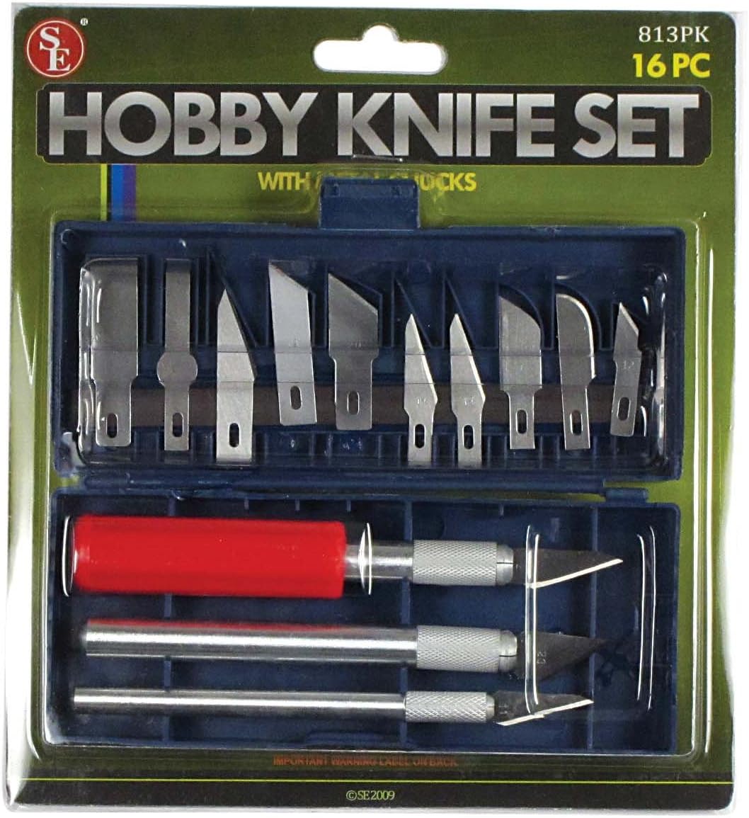 SE 16-Piece Hobby Knife Set with Aluminum Collet Chucks - 813PK