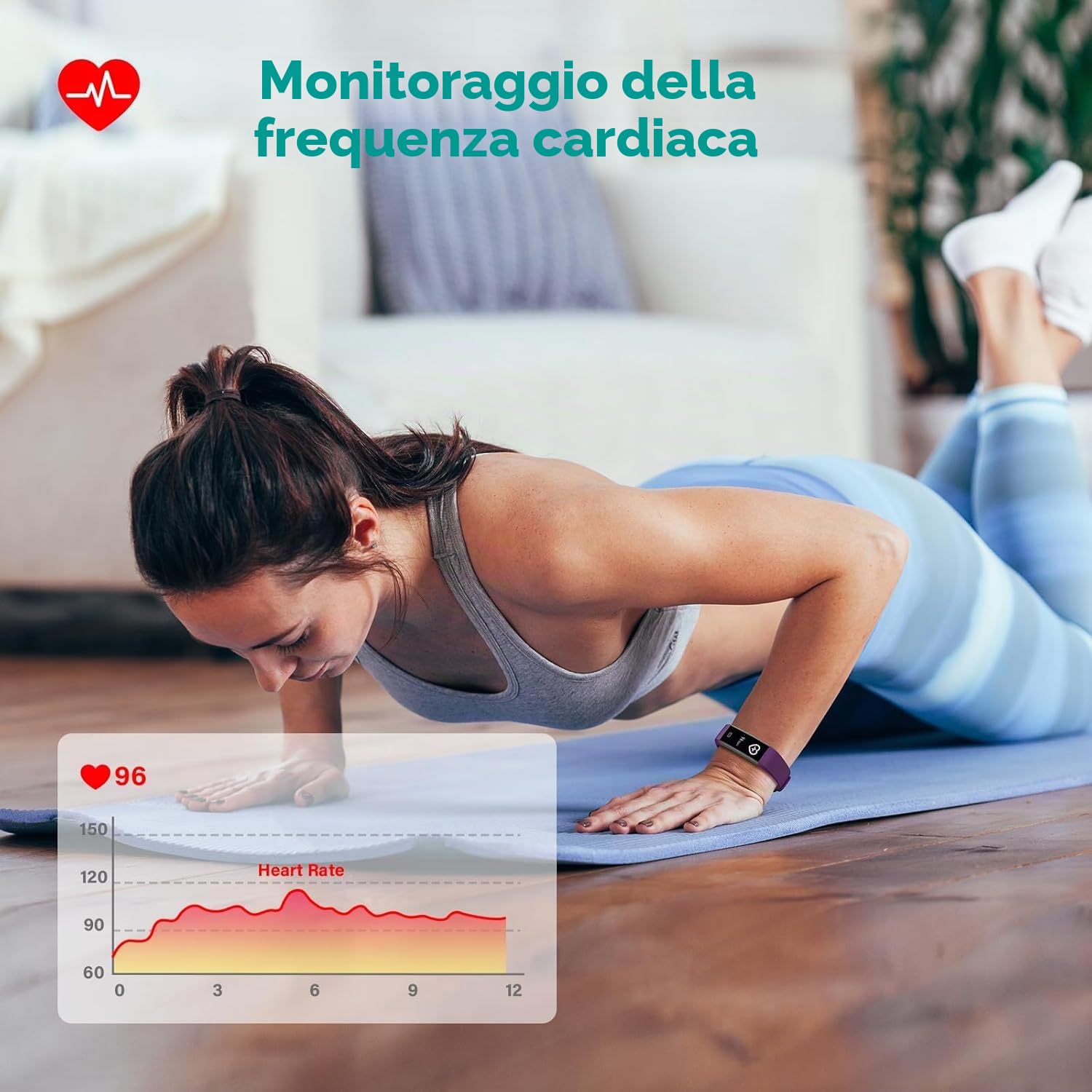 Smart Band Fitness Orologio Contapassi Frequenza Cardiaca, SpO2, Pressione Sanguigna, Sonno Calorie Activity Tracker Impermeabile IP68, 16 modalità Sportive Smartwatch Donna Uomo