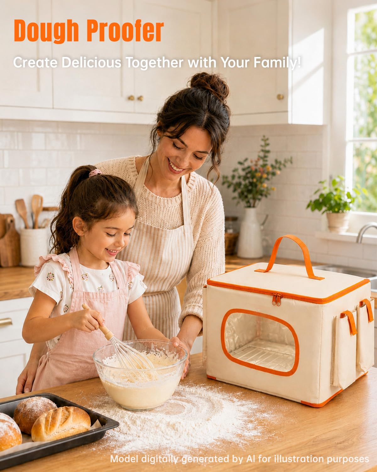 Scatola pieghevole per lievitazione del pane con finestra frontale, controllo della temperatura da 10 a 45 °C e timer 15 preimpostati da 0 a 48 ore, scatola per lievitazione di lievito naturale, con 3