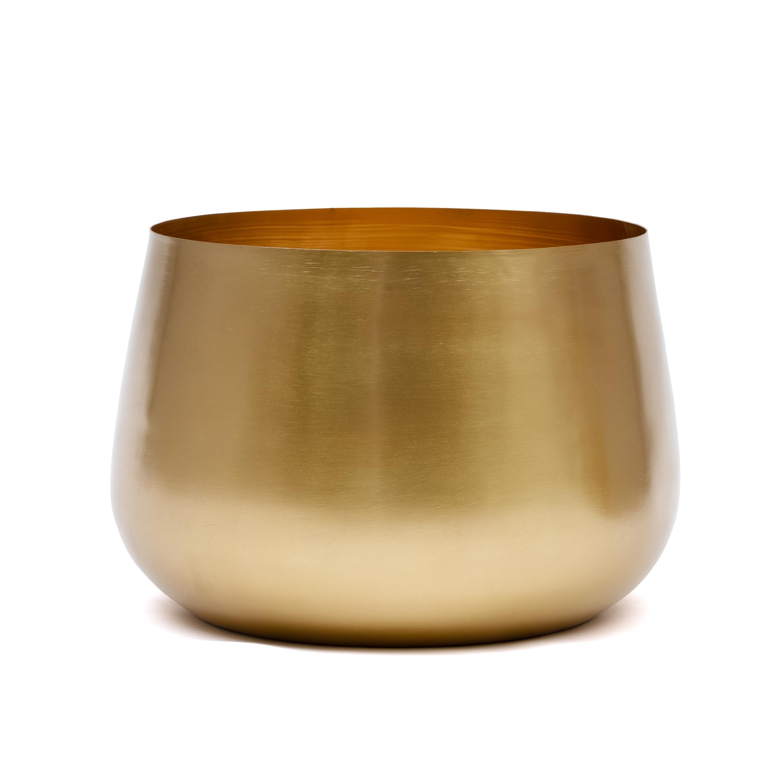 Olly & Rose Grande vaso per piante dorato, vaso per piante in metallo, per interni, 28 cm (25 cm nella parte superiore), grande vaso per fiori (oro, 28 cm)