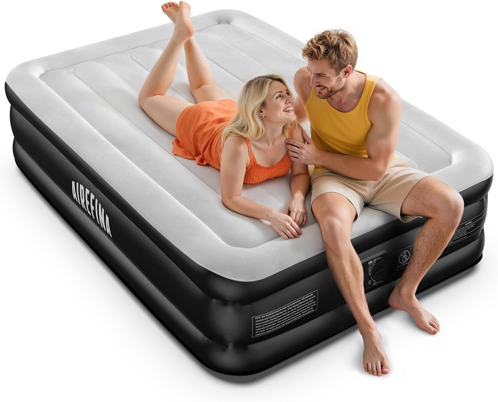 Air Mattress Full with Built in Pump for Guest Ungraded Blow Up Inflatable Mattress Type-0 Technology Air Coil 18" Full Size Airbed 3-Min Self Inflating with Carrying Bag Colchones Inflables
