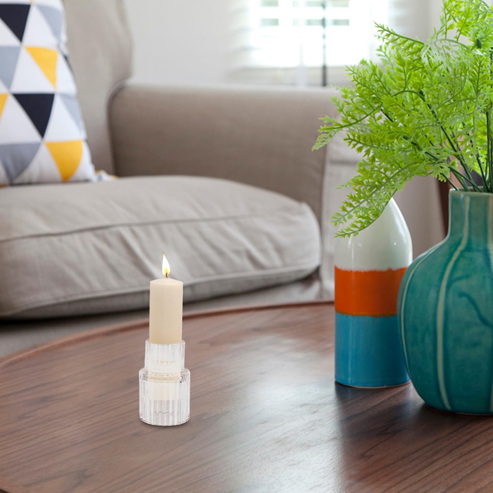 Alipis Bodas 10 Portavelas Diseño Acanalado de Vidrio Transparente Candelabros Elegantes y Decorativos para Centros de Mesa y Uso Diario Hogar