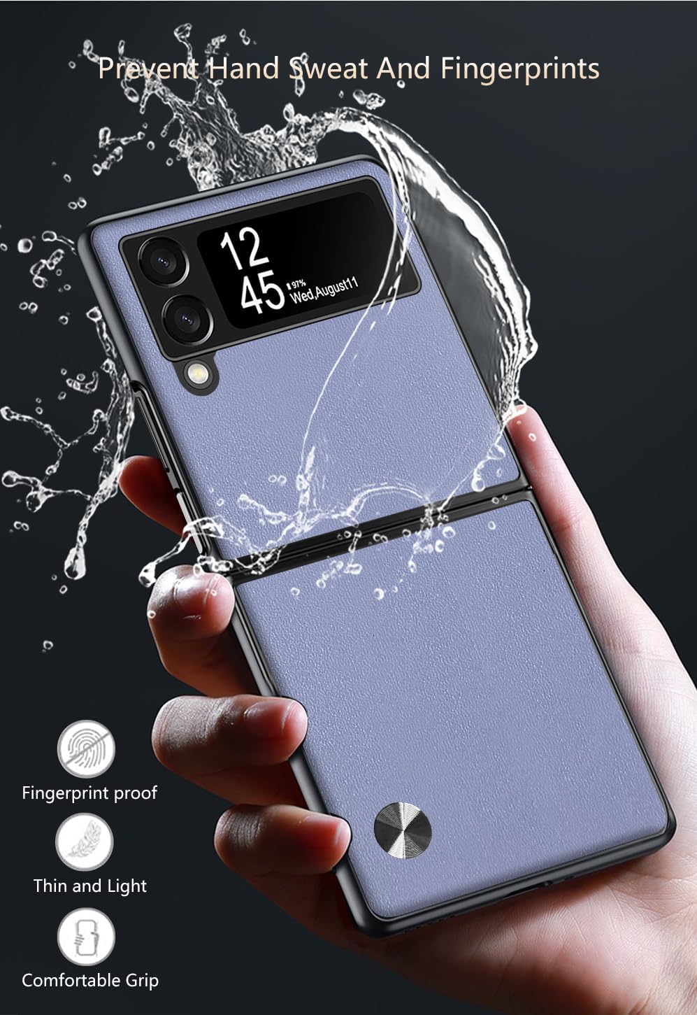 for Samsung Galaxy Z Flip 3 Case 5G (2021), Soft TPU Artificial Leather Back, Extremely Light Ultra-Light Cover, Anti-Fingerprint-Scratch Camera Protection Phone Case for Z Flip 3 (Gray) image 4