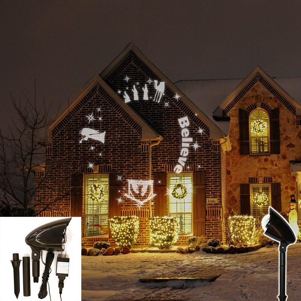 Christmas Festival Indoor & Outdoor LED Landscape Projector Light (Angel, Believe, Christian, Pray)
