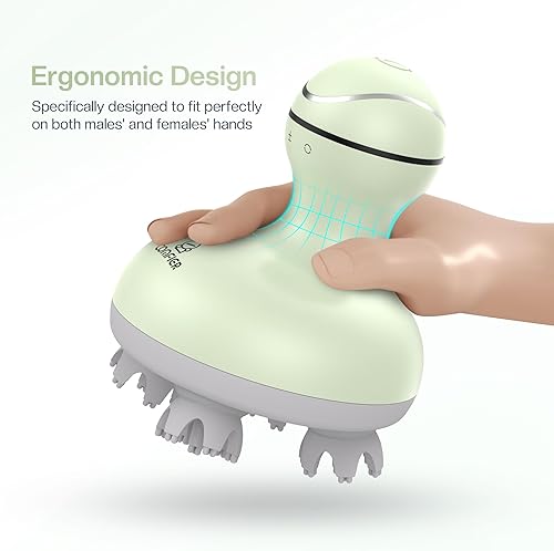 Miniatura 5 de COMFIER Masajeador de cuero cabelludo, rascador eléctrico de cabeza, masajeador de cabeza portátil para el crecimiento del cabello con 84 nodos de