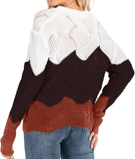 MKIUHNJ Winter Cardigan, Men's Striped Pullover with Crew Neck for Women, Colour Block, Long Sleeve, Loose Knitted Pullover, Jackets, Closure Clip