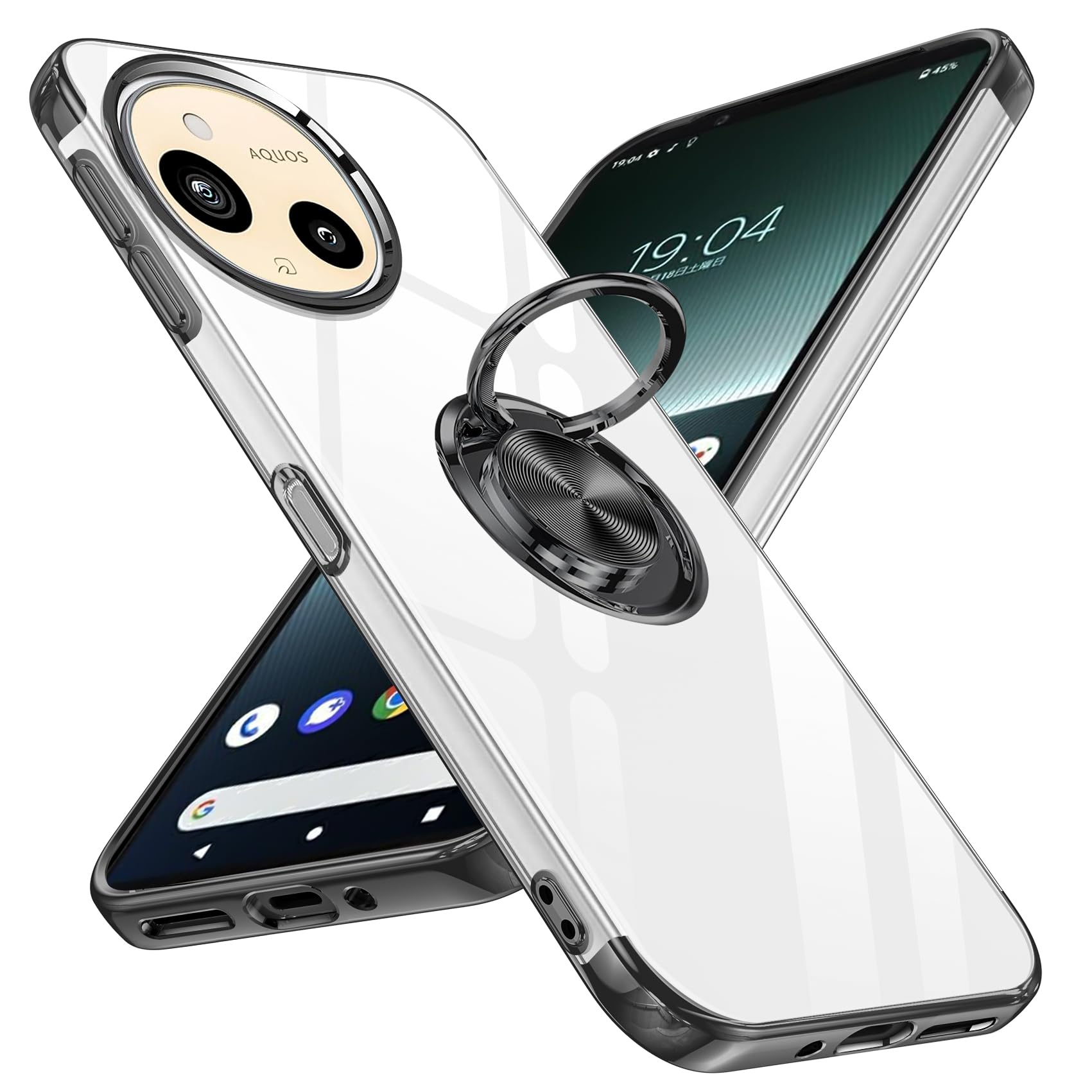WYEPXOL 対応AQUOS Sense9/Sense10 用ケース リング付き クリア 耐衝撃 落下衝撃吸収 tpu シリコン メッキ加工