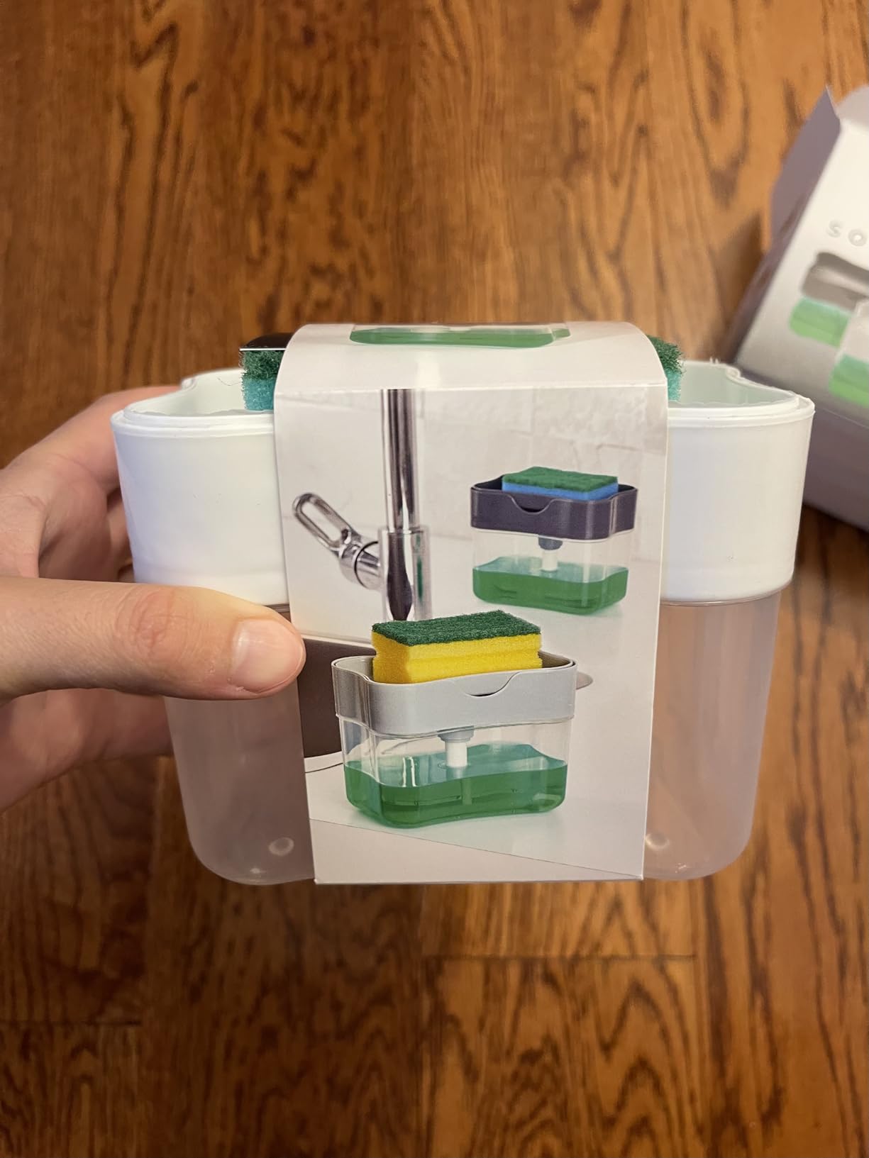 HEFA Dish Soap Dispenser and Sponge Holder for Kitchen Sink. Sink Dish Washing Soap Dispenser. Dish Sponge Included. Dishwashing Liquid Dispenser for Kitchen (StormGrey) photo review