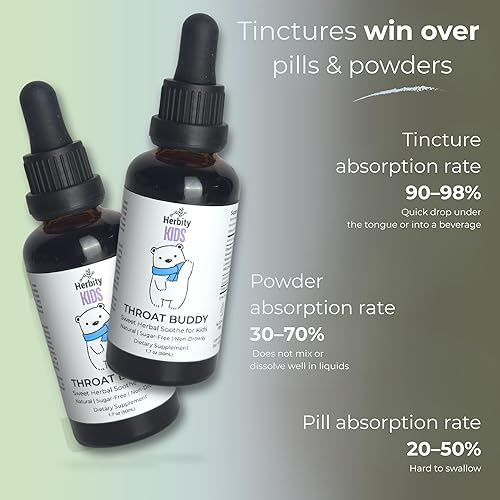 Miniatura 6 de Gotas calmantes para el dolor de garganta y la tos para niños, mezcla de hierbas naturales con equinácea y sambucus para apoyo inmunológico