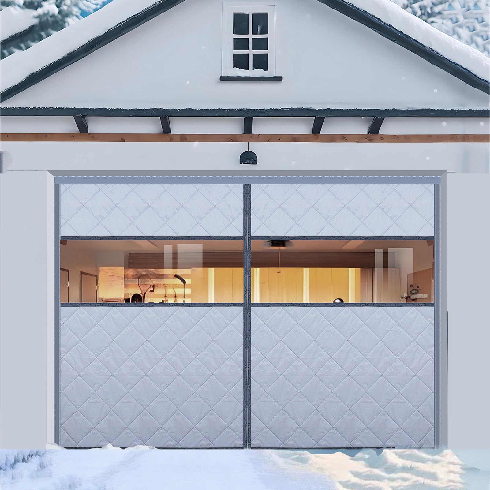 Genérico Kit De Aislamiento Térmico para Puertas De Garaje, Cortina Magnética Aislante Térmica para Puerta De Garaje,Resistente a La Intemperie,A Prueba Acústica183cm - 549cm,Gray1,W244xH244cm