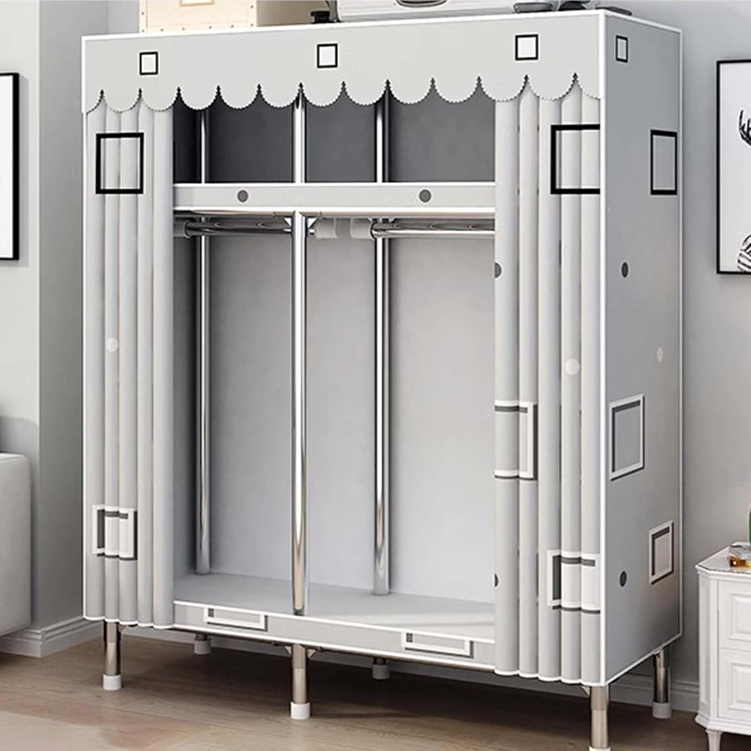 Portable Wardrobe Portable Closet Storage Organizer Cloth Closet Canvas Wardrobe Quick and Easy to Assemble Sturdy and Durable Wardrobes(B,120x45x170cm)