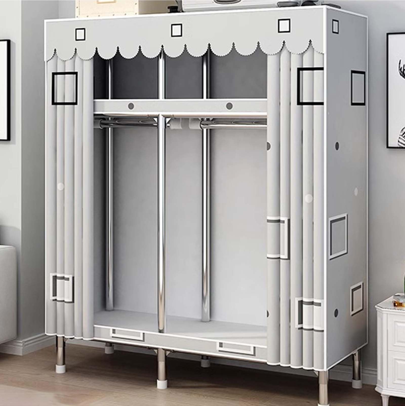 Genérico Armario De Lona Portátil con Riel para Colgar Armario De Ropa De Tela Estantes Organizador De Almacenamiento De Ropa De Tela para Ropa Organizador Ropero Plegable,B,80x45x170cm