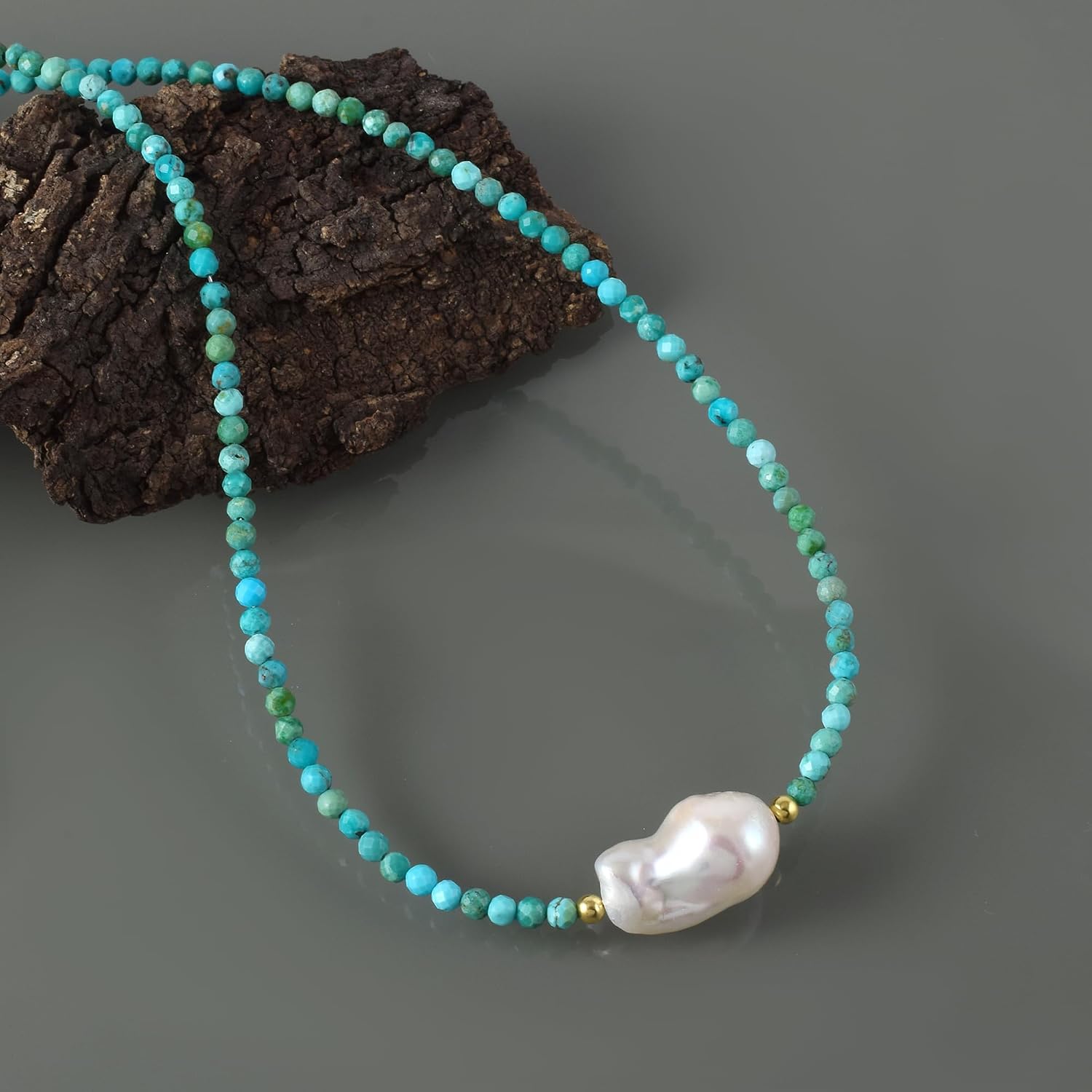 Natural Gemstone Beads With Pearl Strand Necklace, Faceted Beads, Energy Healing Crystals, Gift for Her, Gemstone Jewelry 16+2 inch
