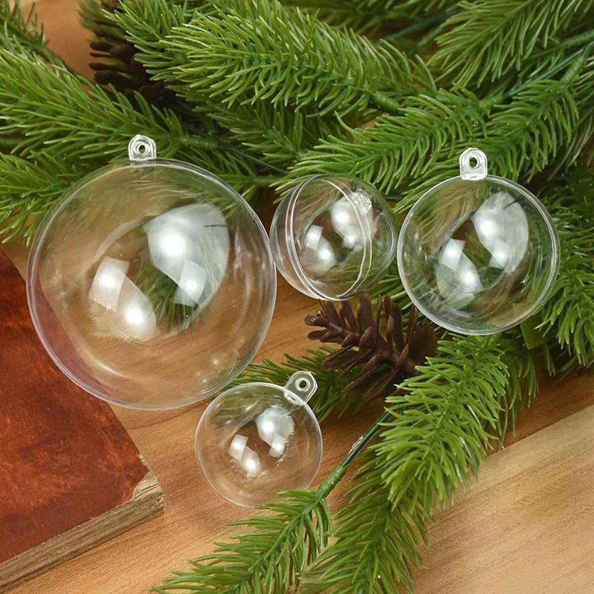 24 Palline Di Natale Trasparenti In Plastica Riempibili Da 8 Cm Fai Da Te Decorazione Per 24 Palline Di Natale Trasparenti In Plastica Riempibili Da 8 Cm Fai Da Te Decorazione Per