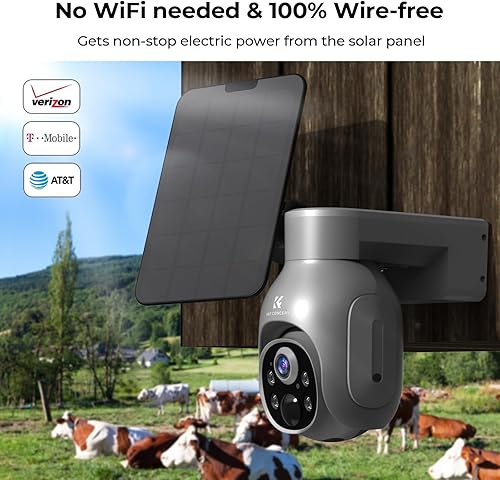 Miniatura 2 de K&F Concept Cámara de seguridad celular 3G4G LTE con tarjeta SD y SIM (VerizonAT&TT-Mobile), no necesita WiFi, funciona con energía solar, video en