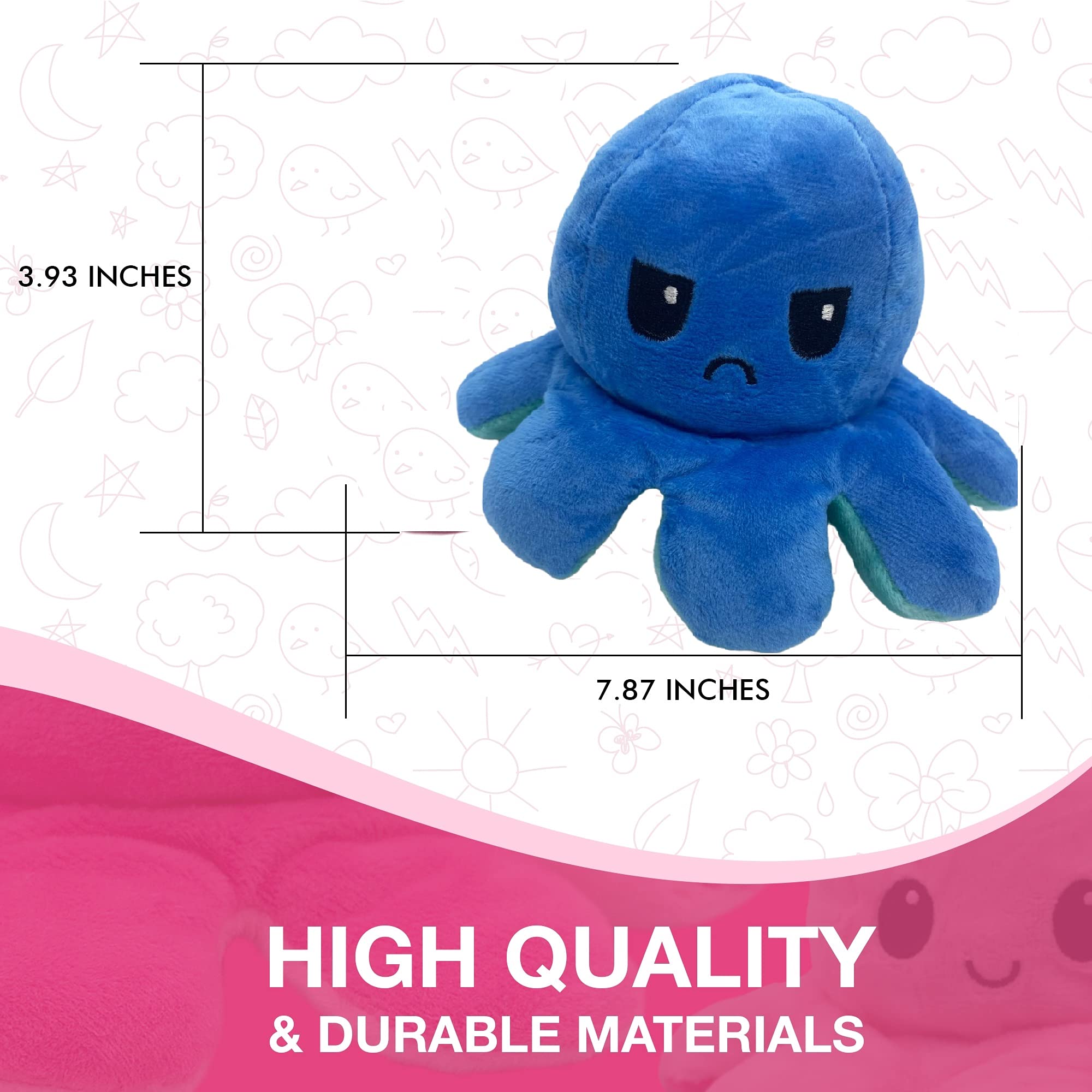 Octopus Reversible Plushie, DoubleSided Flip Reversible Octopus Plush