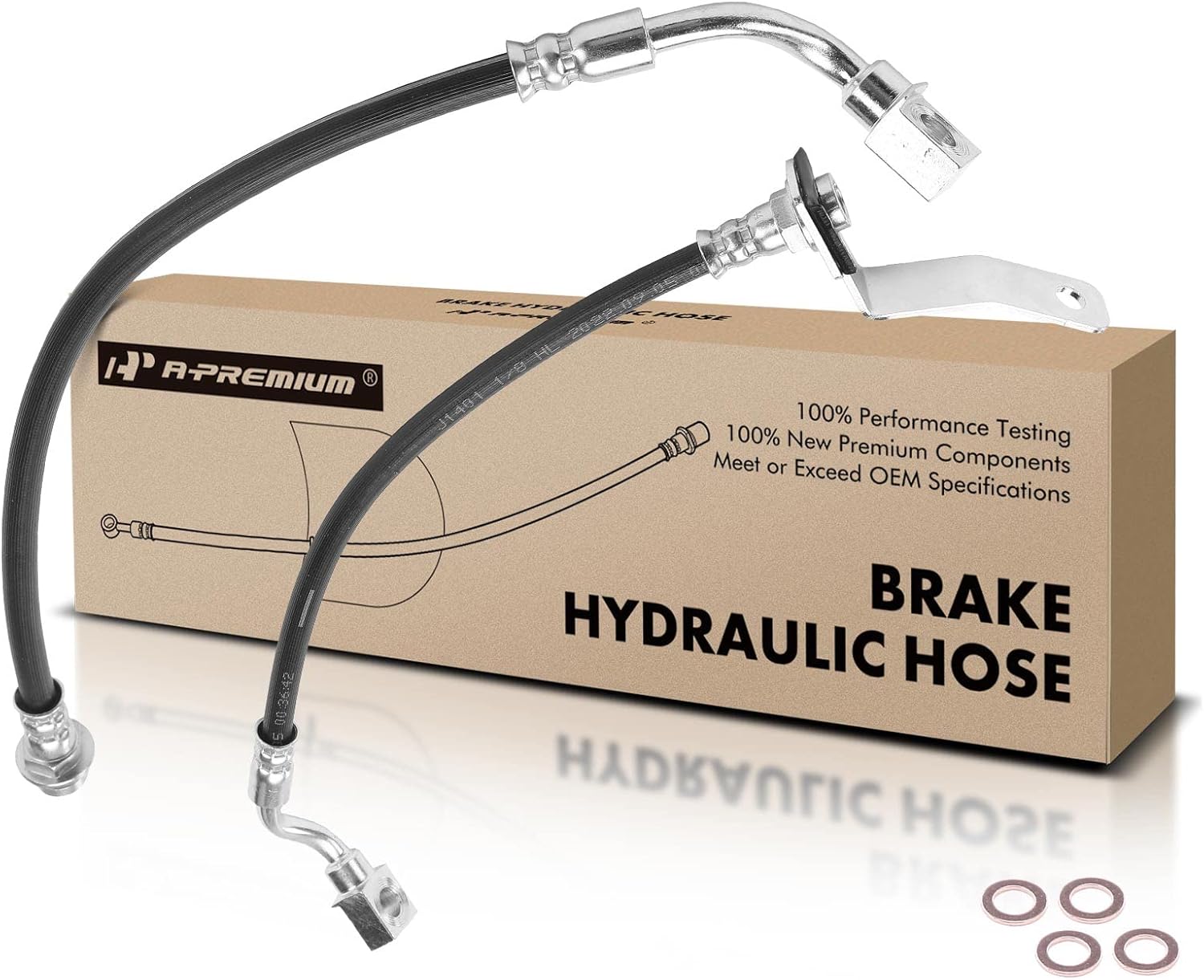 A-Premium Rear Driver and Passenger Brake Hydraulic Hose Compatible with Select Chevy and GMC Models - Silverado 1500 1999-2001/2004, Sierra 1500 1999-2001/2004 - Replace# 15884694(Pack of 2)