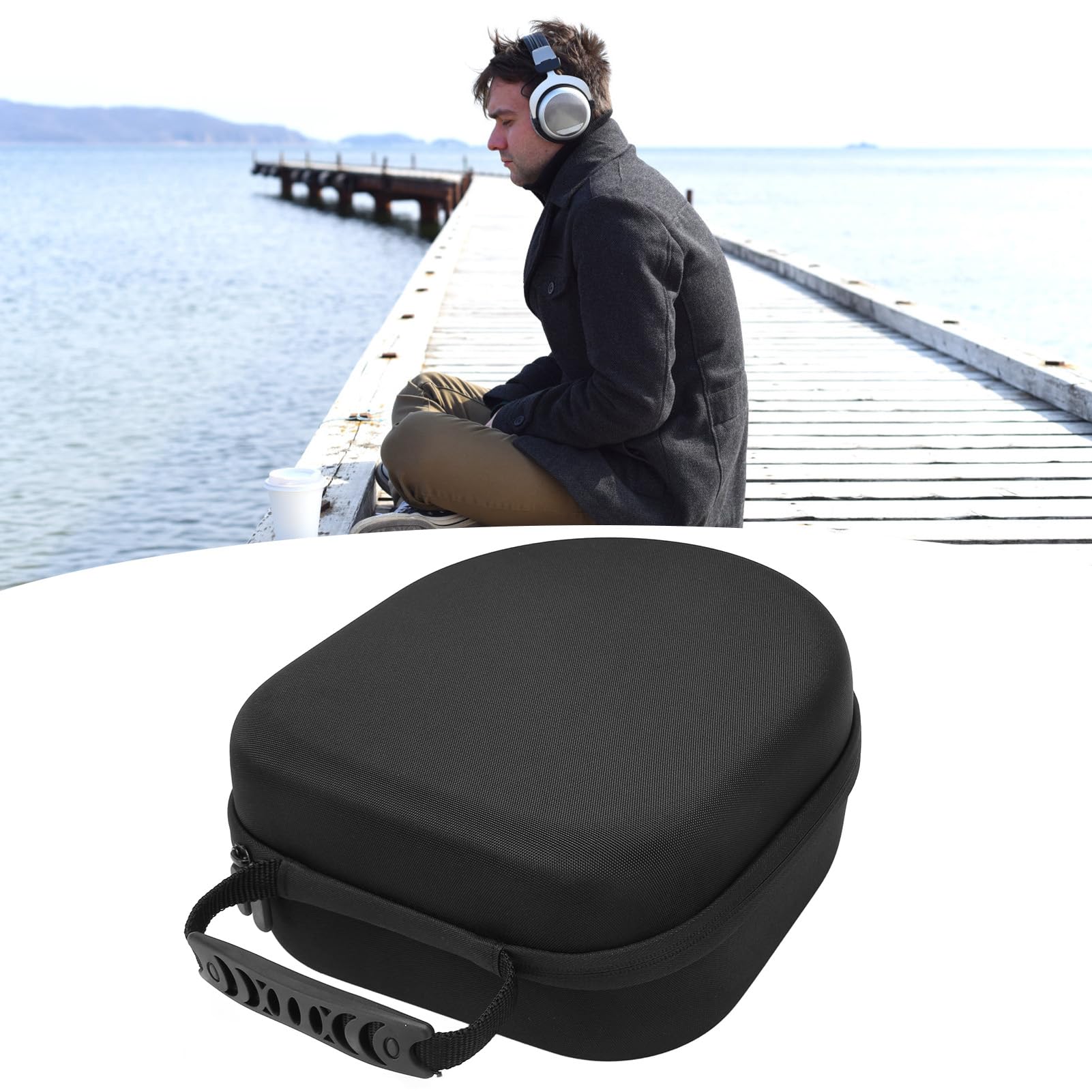 Custodia Rigida per Cuffie con Purificazione Dell'aria Zone Borsa da Viaggio Rigida Protettiva in Nylon EVA Impermeabile con Manico in Silicone Cerniera Bidirezionale