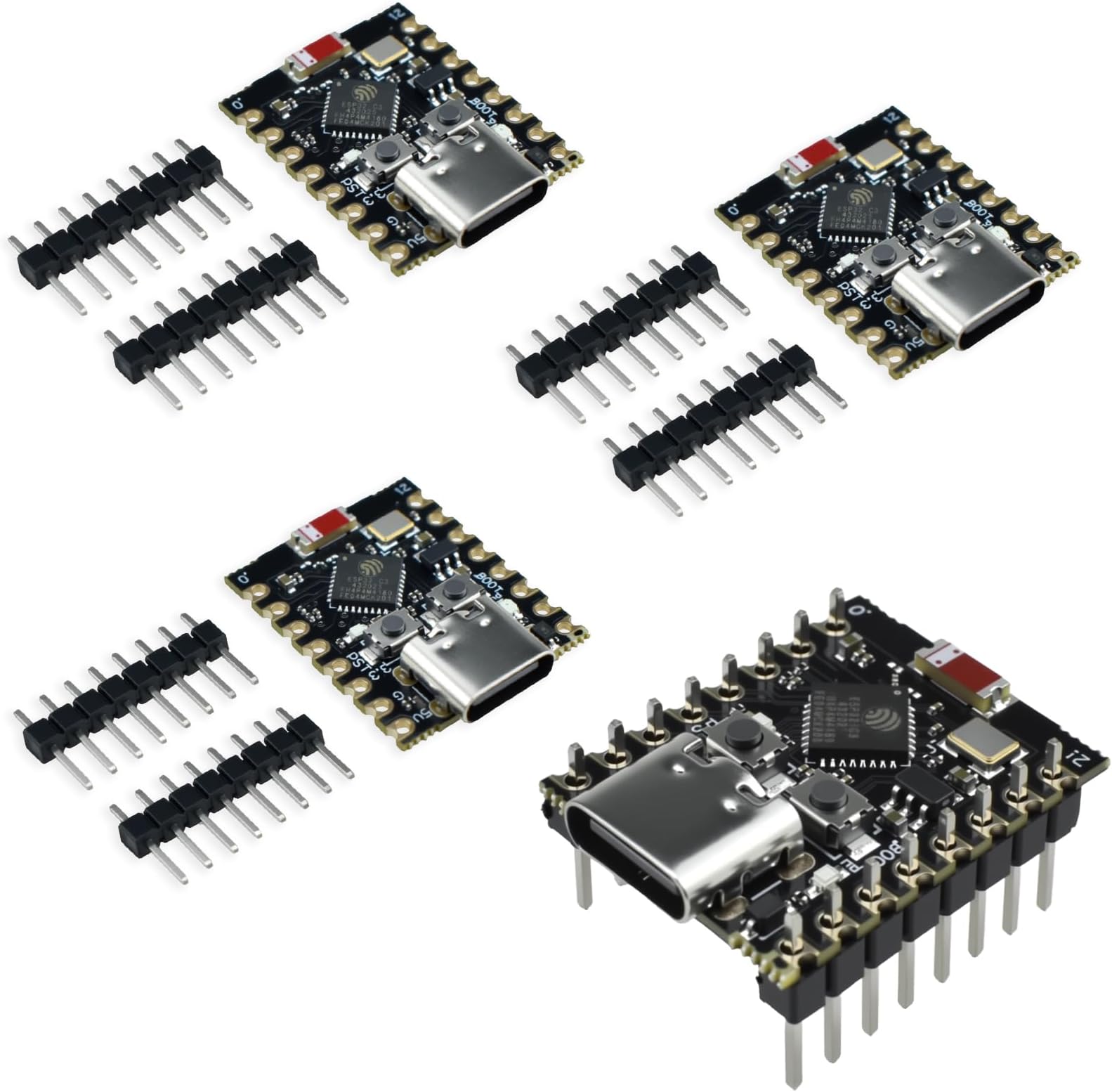 4Pcs ESP32-C3 Super Mini Development Board | Integrated WiFi BLE 5.0 Chip | 160MHz High-Performance Core Board | for Interactive Electronics and Robotics Projects