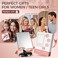 Vista 8 de KOOKIN Espejo de maquillaje iluminado con 16 luces LED, rotación de 180 grados, espejo iluminado con pantalla táctil, brillo ajustable, espejo