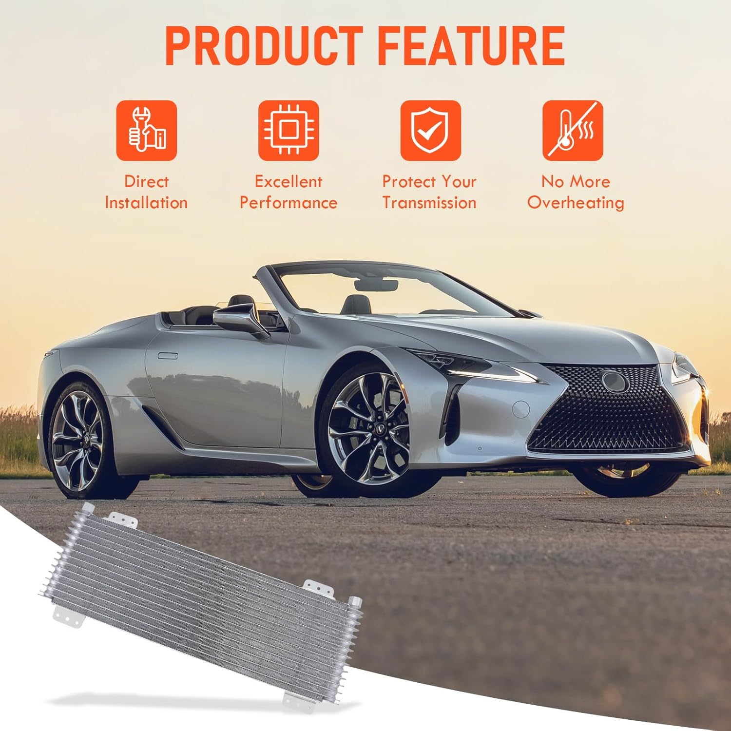 Low Pressure Drop 40k Transmission Oil Cooler With Mounting Hardware Compatible With Tru Cool 40000 GVW Max 47391 LPD47391