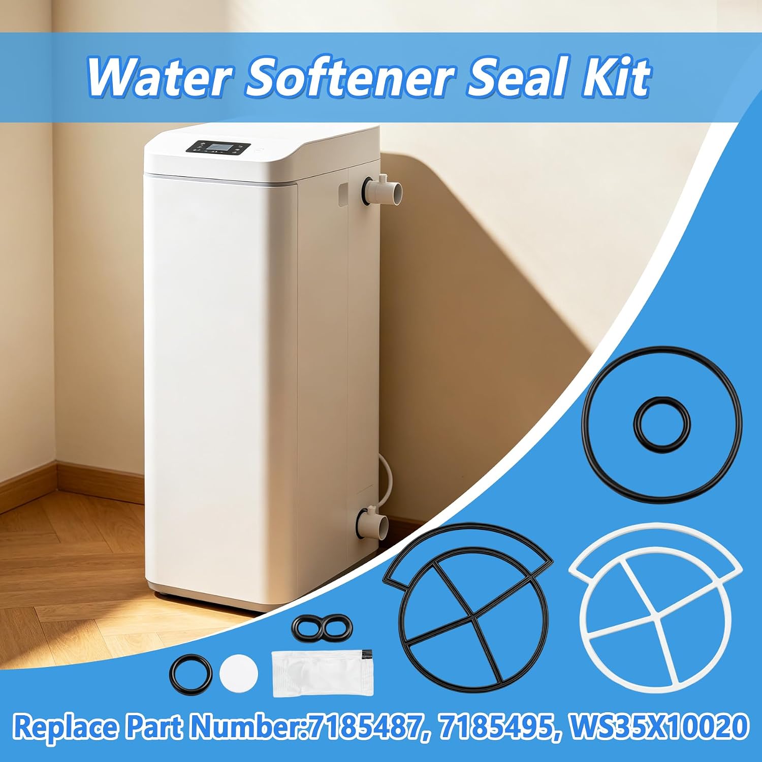 7185487 Water Softener Seal Kit | Fit for Whirlpool for GE for Kenmore for North-Star 1-inch High-Flow Water Softeners Rotor Disk Repair Kit 7185495 WS35X10020