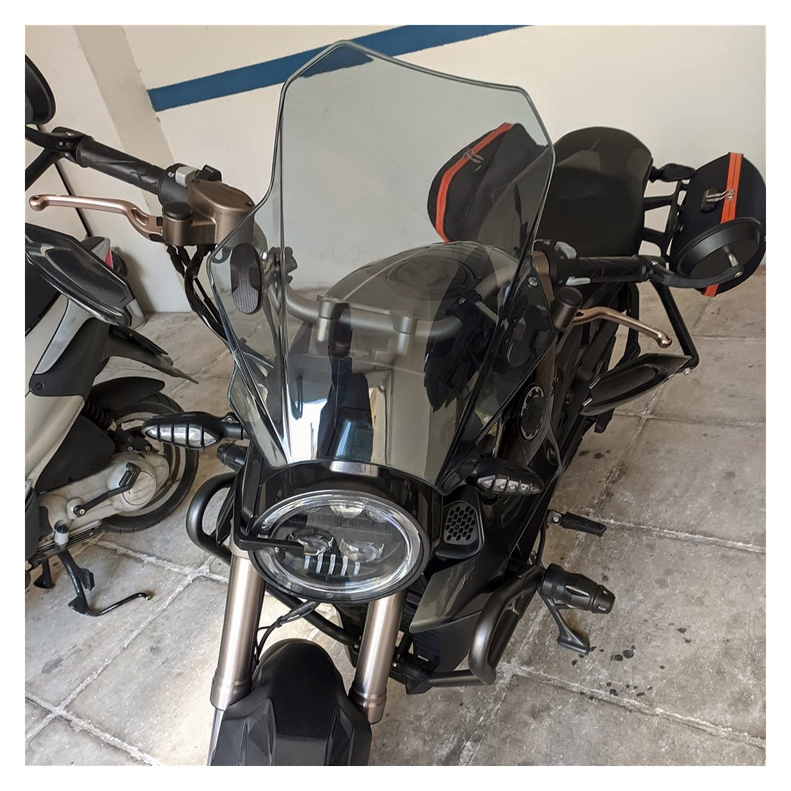 Doppia Bolla Parabrezza Universale per Benelli Leoncino 250 500 BN125 BN300 BN302 BN302S 502C - Moto Cupolino Parabrezza (Colore: Light Grey)