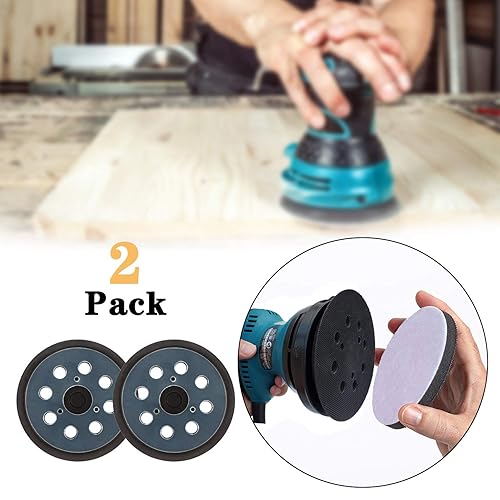 Miniatura 5 de Almohadillas de lijadora de repuesto de 5 pulgadas y 8 agujeros, placas de refuerzo de lijado de gancho y bucle de 5 pulgadas para Makita 743081-8